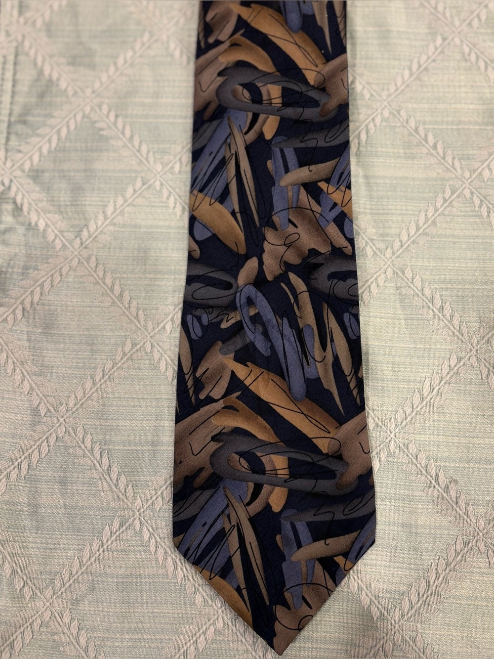 Vintage Cocktail Colors 100% Silk Abstract Pattern Navy Men's Tie